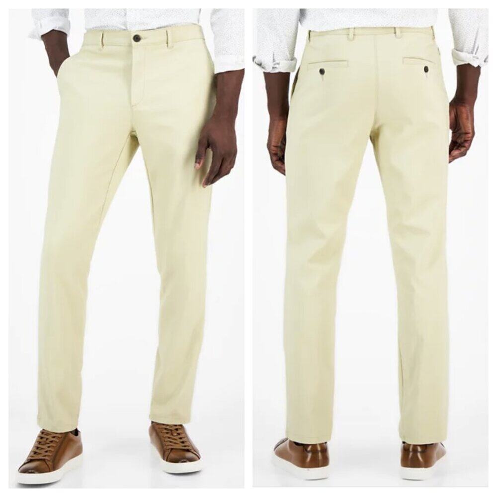 NWT Alfani Men's AlfaTech Regular Fit Tech Pant Pale Khaki Size 38x30